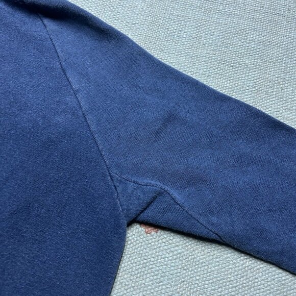 Vintage 70s pullover hoodie sweatshirt gussets navy blue Sears adult XL - Picture 4 of 10